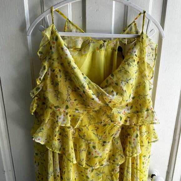 OPT Missa Floral Dress Yellow Green NWT - Picture 3 of 8